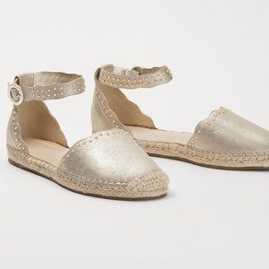 Marc Fisher Leather Sandals with Ankle Strap Gold